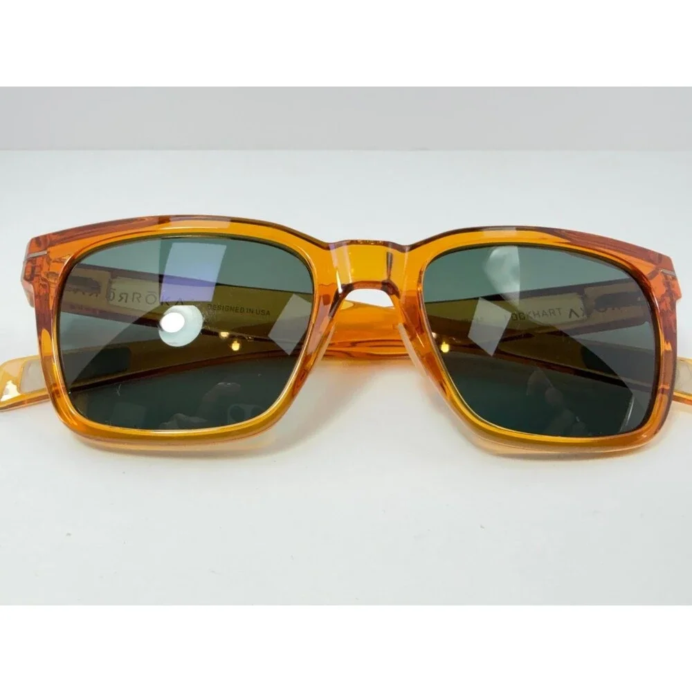 RŌKA Lockhart E7538 0451 Sunglasses Women's Amber Square Polarized Green Lenses